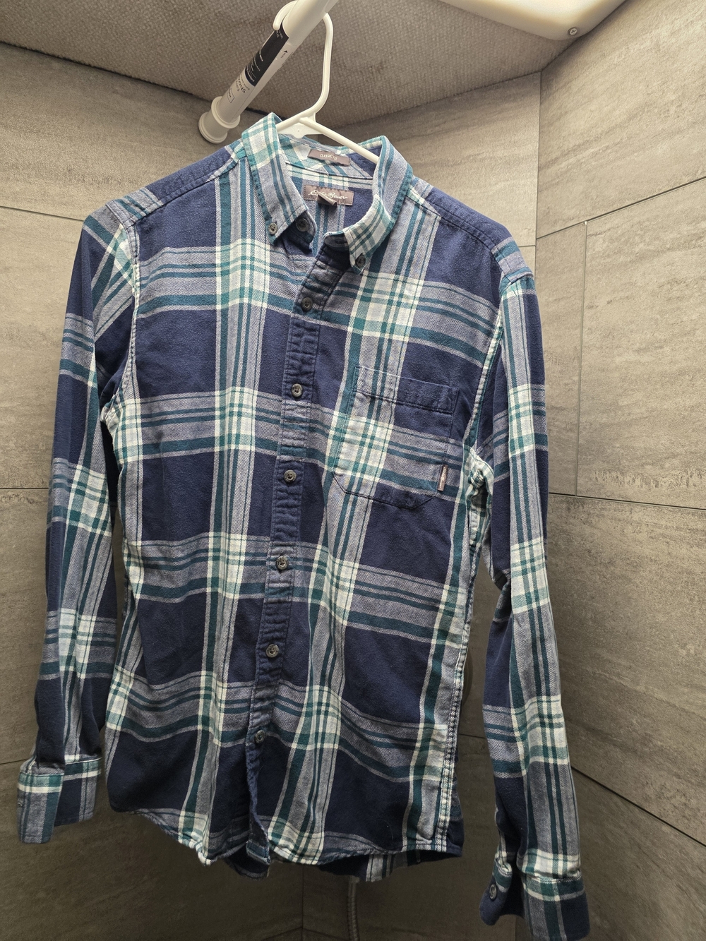 Men's Eddie BAUER Blue Plaid Button-Down Shirt